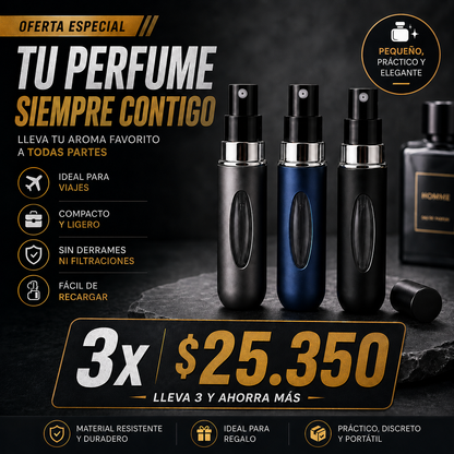 Atomizador de Perfume Recargable 5ml Lleva 3 unidades con un 35% de descuento
